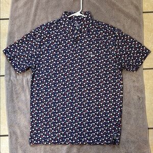 Rhoback Men's Blue and Red Patterned Shirt
